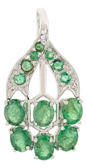 Art Nouveau Styled Natural 3.61 Ct Emerald Pendant Charm Set in Sterling Silver
