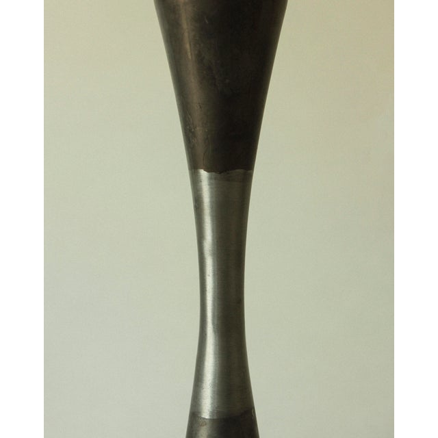 Diabolo Candlesticks in Patinated and Brushed Steel, 1970s, Set of 3 For Sale - Image 4 of 11