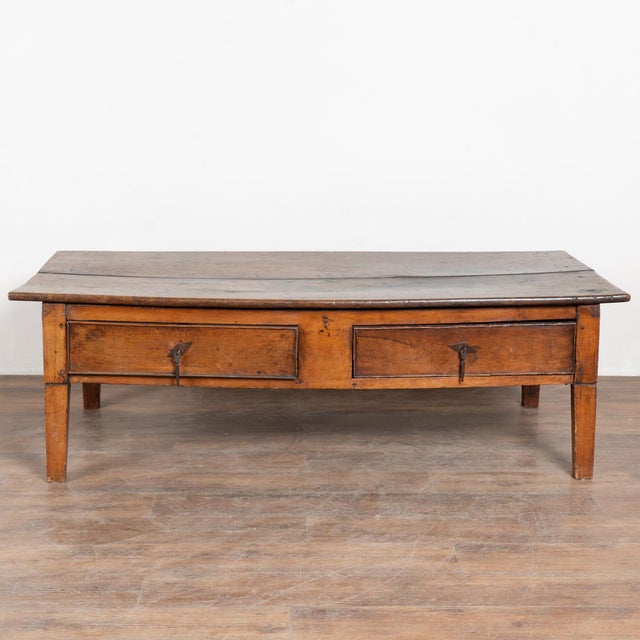 French Provincial Early 19th Century French Oak Coffee Table With Two Drawers For Sale - Image 3 of 11