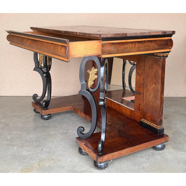 Mid 19th Century Mid 19th Century Austrian Empire Console Table with back mirror and Swan Pedestals For Sale - Image 5 of 18
