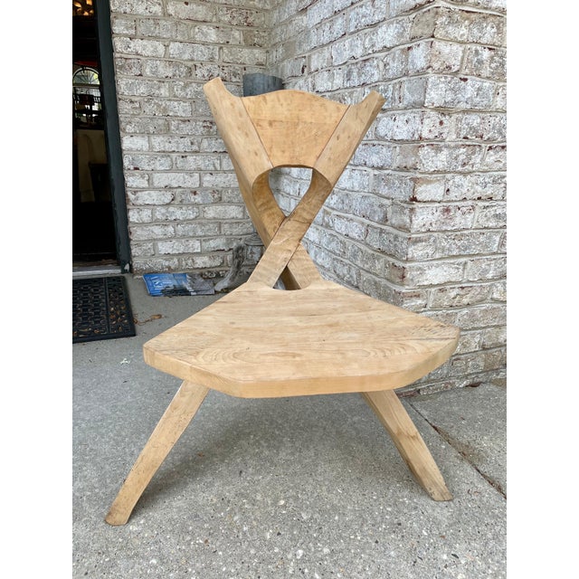 European Studio Art Chair in Carved Wood In the Manner of Jean Touret For Sale - Image 16 of 18