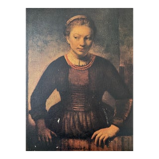 17th Century Young Woman at an Open Half Door, Rembrandt Reproduction For Sale