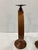 This pair of candle sticks are made of teak & iron The vertical pieces can revolve around the center iron post There is a...