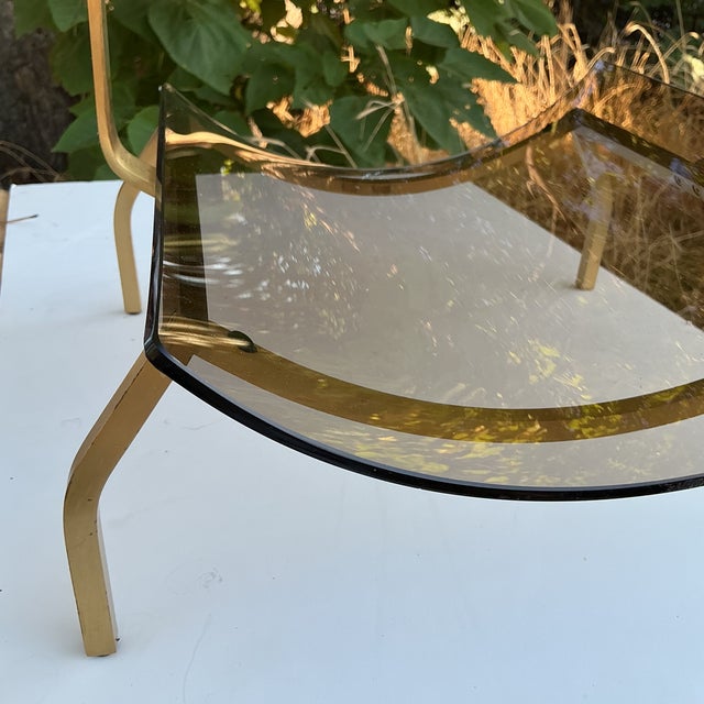 MCM Brass and Glass Modern Fireplace Wood Holder For Sale - Image 12 of 16