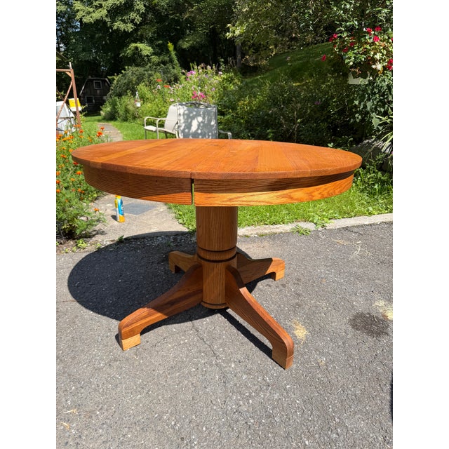 Mission Vintage Mission-Style Oak Expandable Dining Table For Sale - Image 3 of 5