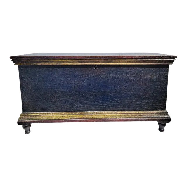 19Thc Original Blue Painted Child's Blanket Chest For Sale