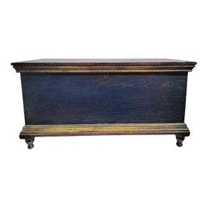 19Thc Original Blue Painted Child's Blanket Chest