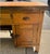 Wood Vintage Industrial Desk With Integrated Swing-Out Stools For Sale - Image 7 of 18