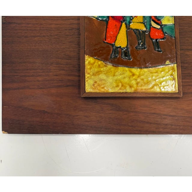 Mid-Century Modern Harris Strong Triptych Tile Wall Plaque of a Fishing Village For Sale In Miami - Image 6 of 8