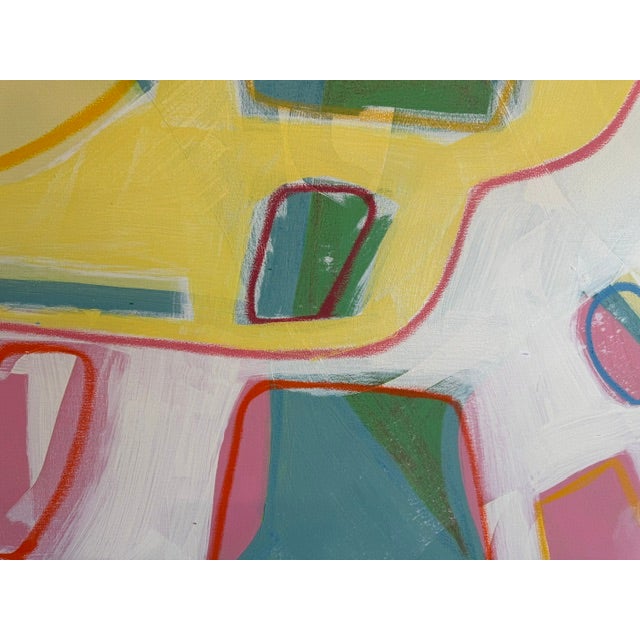 2020s Large Contemporary Abstract Acrylic Painting – Sunny Yellow & Teal Mosaic Expressionism For Sale - Image 5 of 11