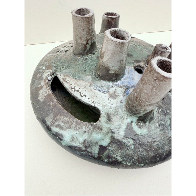 Green Ceramic Flower Vase, 1960s For Sale - Image 8 of 11
