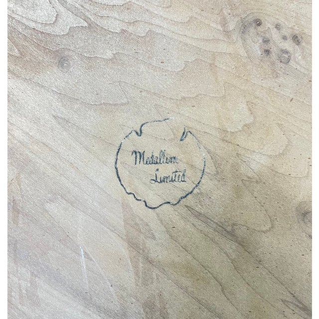 Mid-Century Modern "Medallion Limited" Four-Pie Wood Coffee Table With Brass Ferrules For Sale - Image 4 of 13