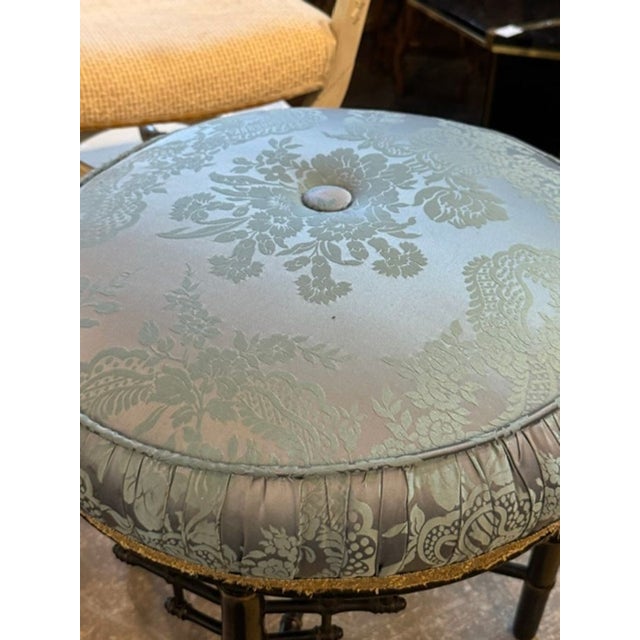 Late 19th C. English Regency Bamboo Form Stool For Sale - Image 4 of 7