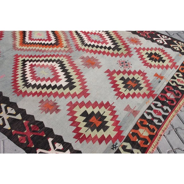 Vintage Turkish Kilim Rug - 119" X 80" For Sale - Image 9 of 11