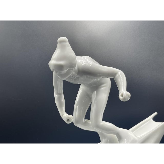 Vintage Slalom Skier Figure in Porcelain from Royal Dux, 1950s For Sale - Image 6 of 14