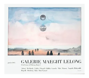 Saul Steinberg Galerie Maeght Lelong 26.5" X 30.25" Poster 1985 Modernism Pastel, Pink, Blue