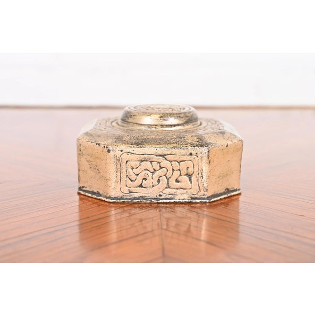 A gorgeous antique Art Deco period bronze inkwell featuring Zodiac designs By Tiffany Studios New York, USA, Early 20th...