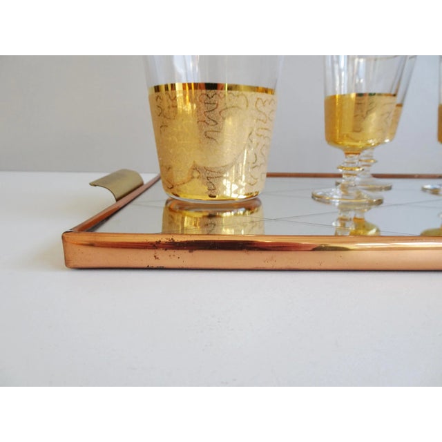 Glass Carafe with Liqueur Glasses and Reflection Tray, 1950s, Set of 8 For Sale - Image 6 of 11
