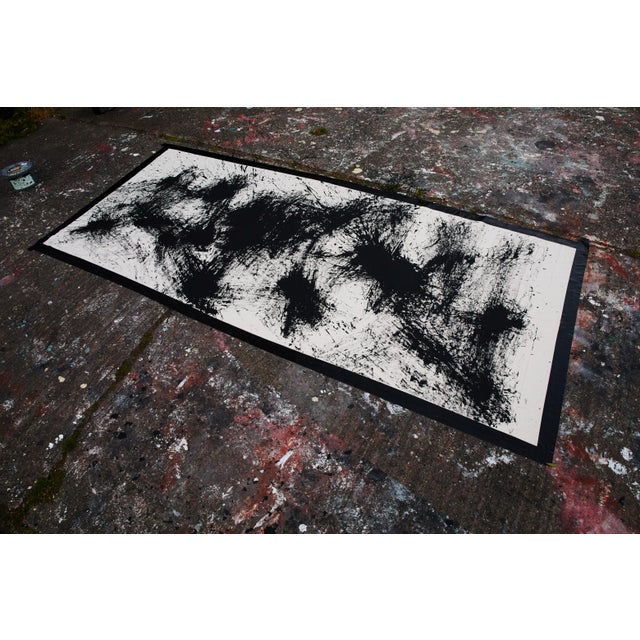 Painted whilst the artist was in a manic phase by throwing black paint energetically with an old mop. A continuation of...