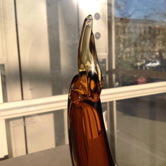 1950s Tall Sommerso Glass Caramel to Clear Penguin For Sale In New York - Image 6 of 13