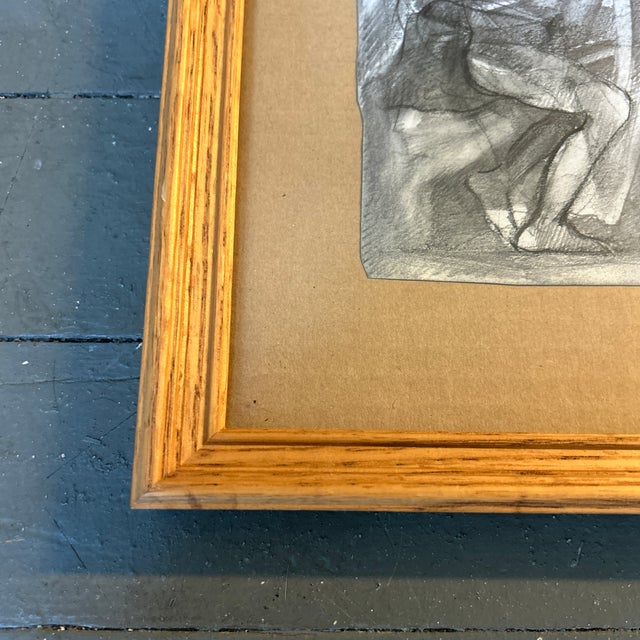 Abstract 1970’s Original Abstract Expressionist Figure Charcoal Drawing For Sale - Image 3 of 4