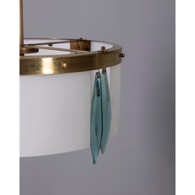Vintage Blue Glass and Crystal Pendant Light, Italy, 1950s For Sale - Image 6 of 16