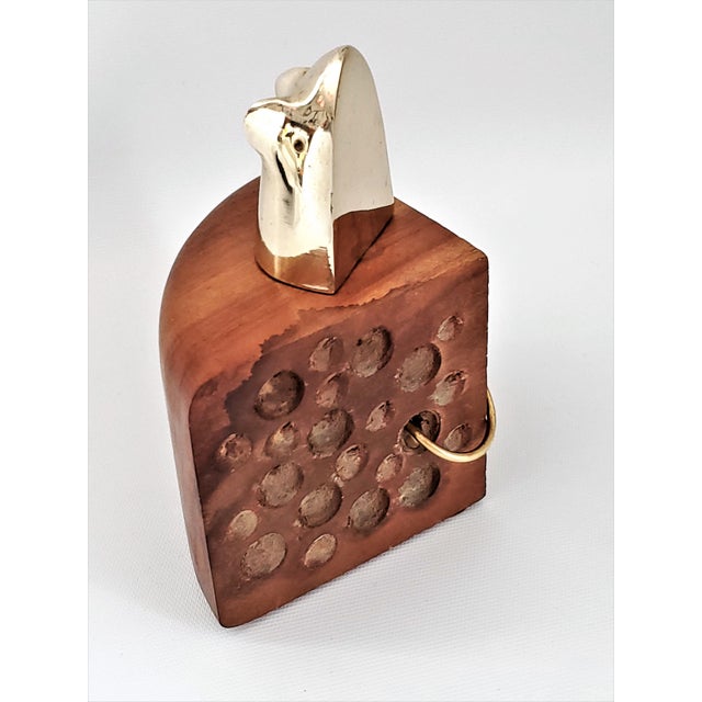 1970s Pop Art Wood and Solid Brass Table Sculpture Mid Century Modern