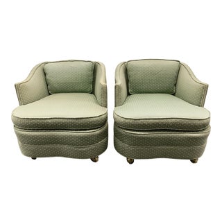 Curvy Vintage Club Chairs on Casters - a Pair For Sale