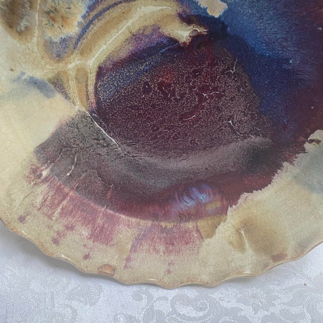 Vintage Large Deep Hand Thrown Studio Pottery Bowl Platter For Sale - Image 6 of 11