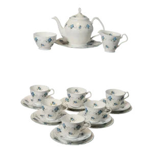 1930s Edwardian Royal Windsor Cottage Roses Tea Service for Six- 22 Pieces