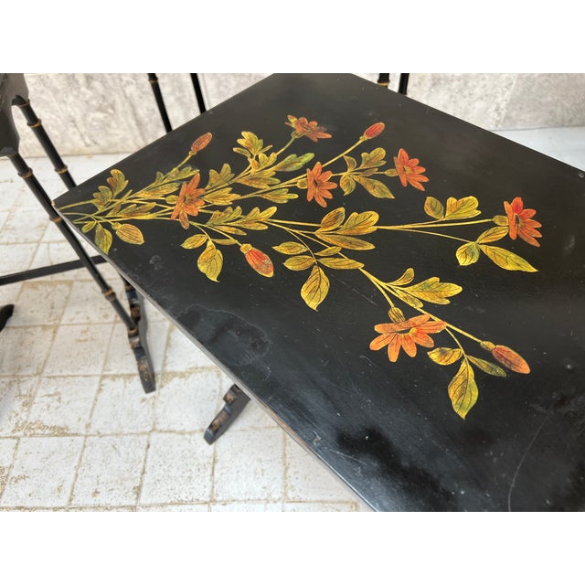 Napoleon III Ebonized Decorative Nest of 3 Occasional Tables, 1890s, Set of 3 For Sale - Image 5 of 18