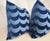 Custom pair of 22" pillows covered in Erica Wakerly "Scoop" in blue. These pillows have tapered corners to prevent dog...
