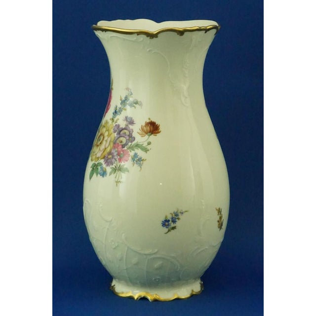 Item description: large tulip vase in fine white porcelain, entirely hand-decorated with a beautiful floral motif under...