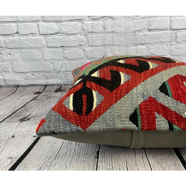 20 x 20 Kilim Pillow Turkish Cushion Natural Pink Brown Pillow Cushion Cover For Sale - Image 4 of 4