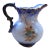 Antique LaBelle China Embosed Flow Blue Cherub Design Milk Pitcher with Gold Trim For Sale