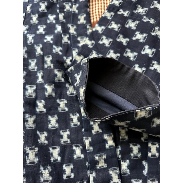 Mid-Century Modern Rare Japanese Woven Ikat Child Kimono Nemaki For Sale - Image 3 of 16