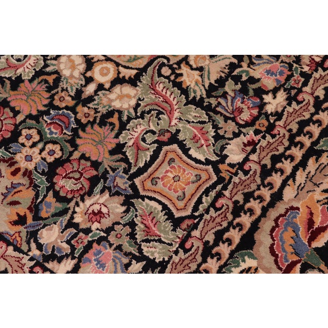Shabby Chic Elegant 1990's Pak-Persian Black/Black Wool Rug - 12'2'' X 17'0'' For Sale - Image 3 of 9