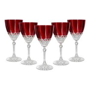 Late 20th Century Baccarat Harcourt 1841 Ruby Red Crystal Wine Goblets – Set of 6
