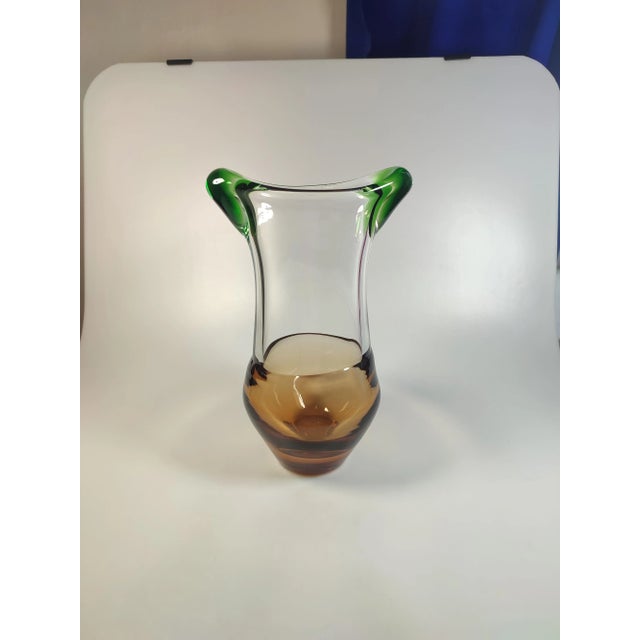 Green Art Deco Vase by Ladislav Paleček for Škrdlovice Glassworks, 1970s For Sale - Image 8 of 8