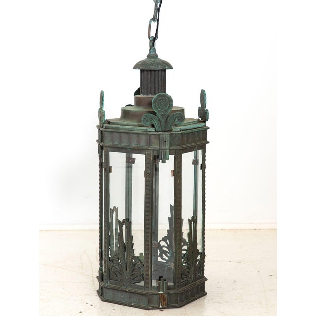 1920s Bronze Art Deco Lantern, Circa 1920-30s For Sale - Image 5 of 13