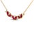 Contemporary 14K Yellow Gold Red Ruby and Diamond Trio Bar Line Necklace (I-J Color, SI2-I1 Clarity) - 18 inch For Sale - Image 3 of 5