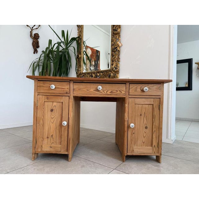 Rustic Gründerzeit-era Desk/Secretary, Softwood, Dimensions: Height x Width x Depth 77 x 128 x 68 cm. A freestanding desk...