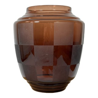 1920s Art Deco Checkered Glass Vase For Sale