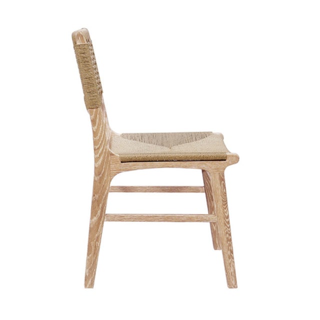 Worlds Away Matthew Izzo Home Monroe Cerused Oak Rattan Wrapped Dining Chair For Sale - Image 4 of 6
