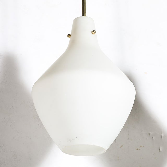 Pair of Mid-Century Hand-Blown Frosted Organic Murano Glass Pendant Chandeliers For Sale - Image 9 of 13