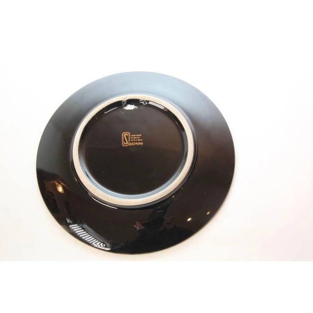 Greek Warriors Black With 24k Gold Porcelain Decorative Wall Plate 1970's For Sale - Image 10 of 13