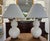 Absolutely lovely and classic pair of Ralph Lauren double gord lamps in creamy off white with a crackle glaze finish....