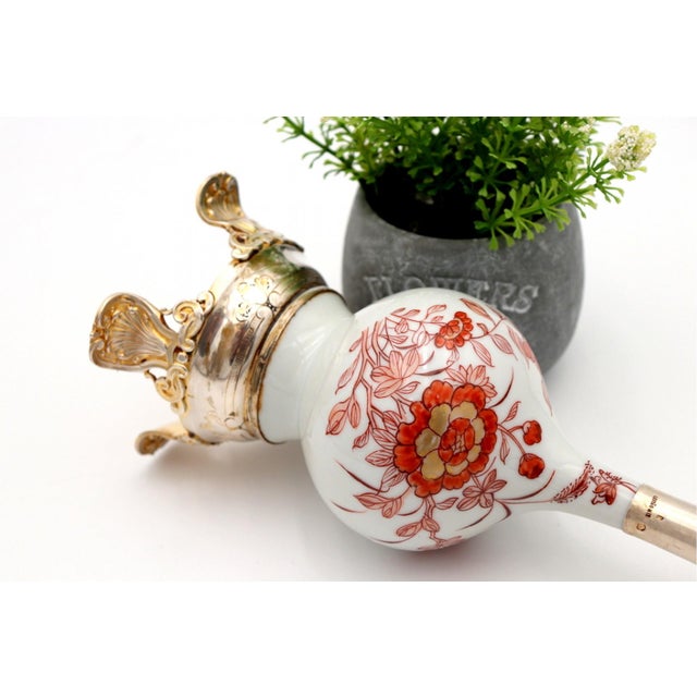 Porcelain Vase with Silver Neck and Base with Reliefs and Applications For Sale - Image 6 of 7