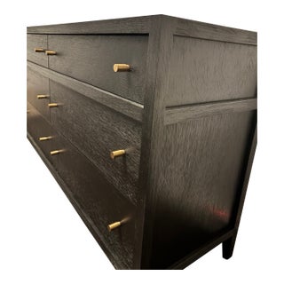Crate & Barrel Keane 64" 6-Drawer Dresser — Black Wood Oak For Sale