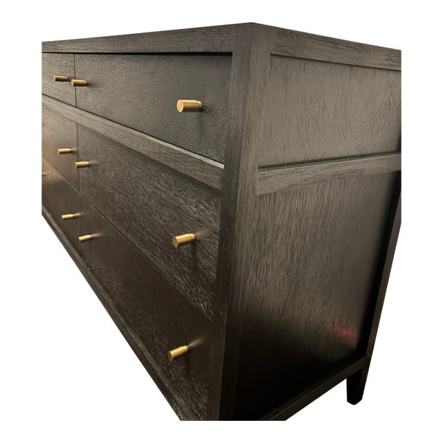 Crate & Barrel Keane 64" 6-Drawer Dresser — Black Wood Oak For Sale